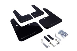 Hyundai Veloster Mud Flap Kit - Front + Rear - Rally Armor - UR Polyurethane, No-Drill - Black with Grey Logo - `12-`18